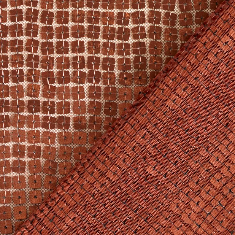 Tecido com lantejoulas Quadrados – bronze,  image number 4