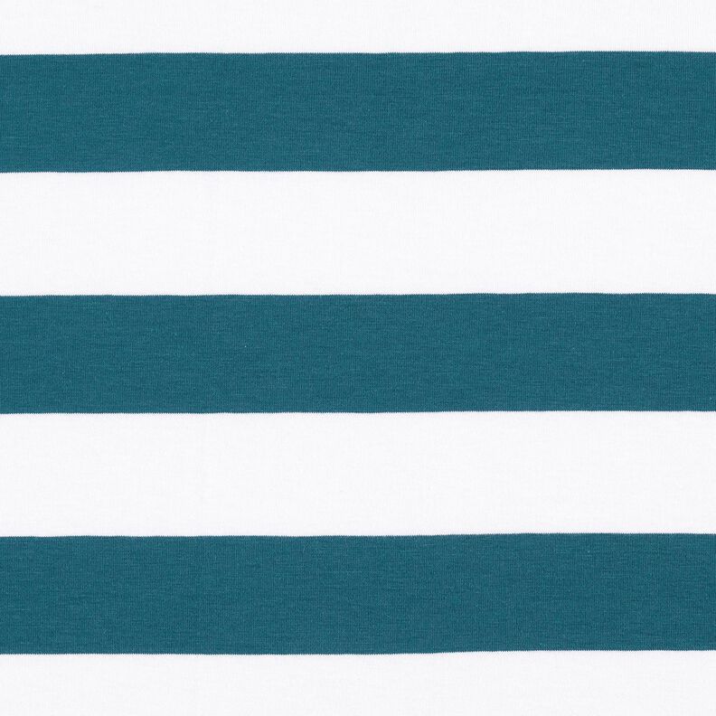 Jersey de algodão Riscas grossas – branco/azul petróleo,  image number 1