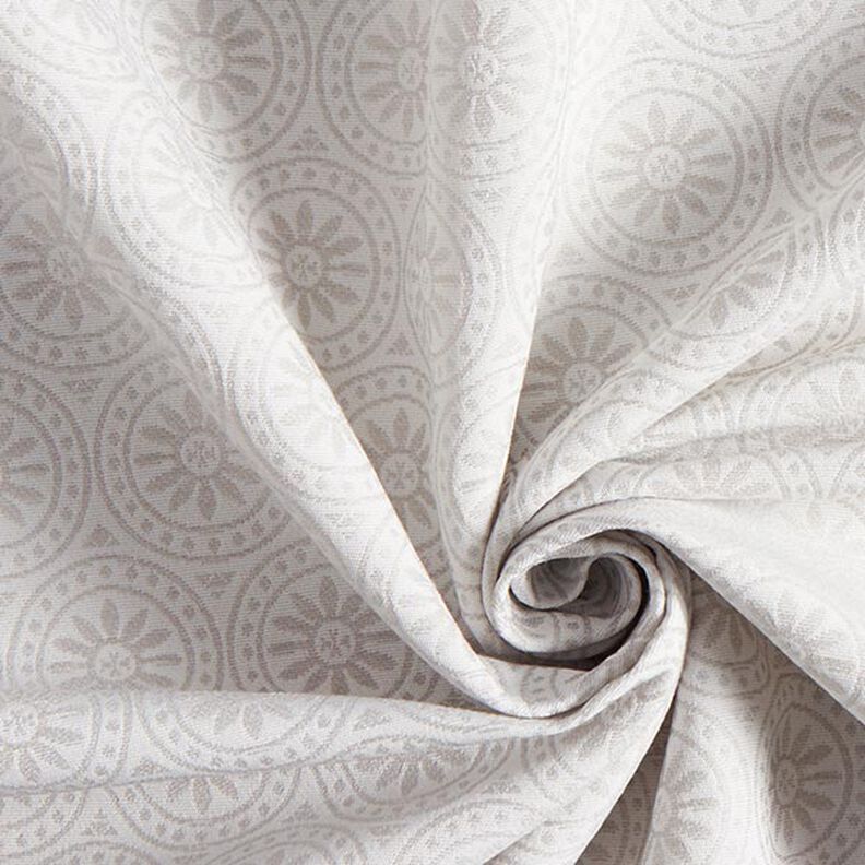 Tecido para exteriores jacquard Ornamentos círculos – cinzento claro/branco sujo,  image number 3
