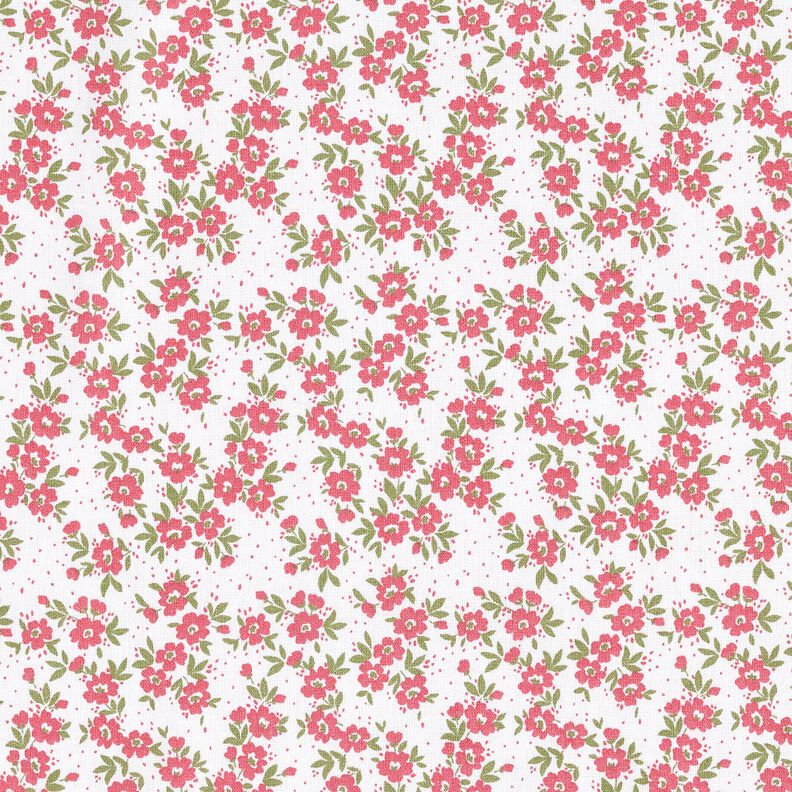 Popelina de algodão Mar de florzinhas – vermelho/branco,  image number 1