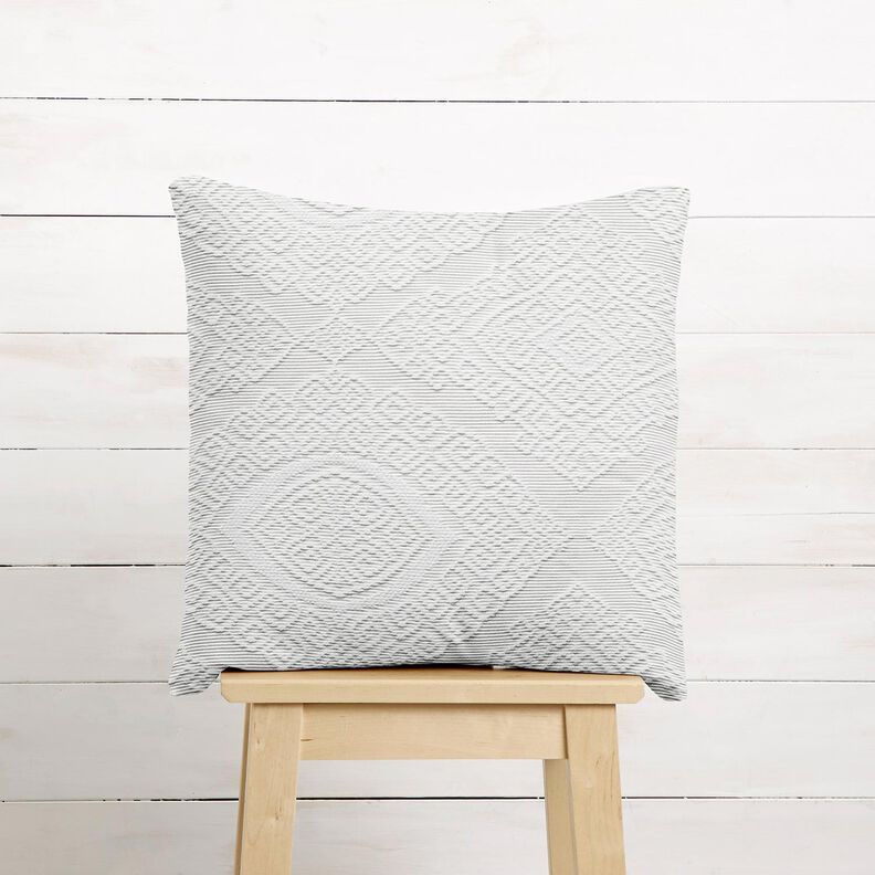 Tecido para decoração Jacquard Losangos decorativos 275 cm – branco,  image number 7