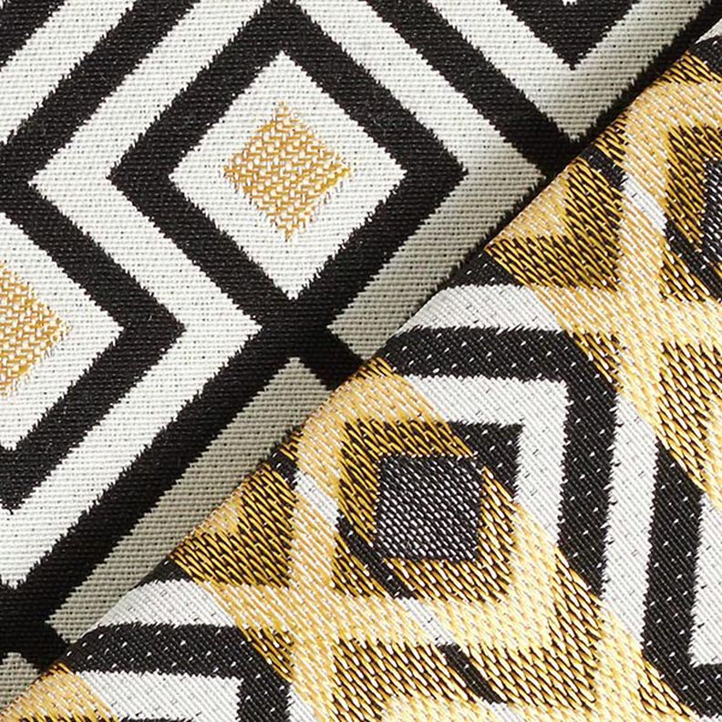 Tecido para decoração Jacquard Losangos Art Déco – branco sujo/dourado,  image number 4