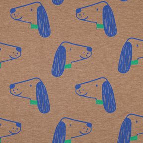 Jersey de algodão Cães | Poppy Fabrics – castanho claro/azul real, 