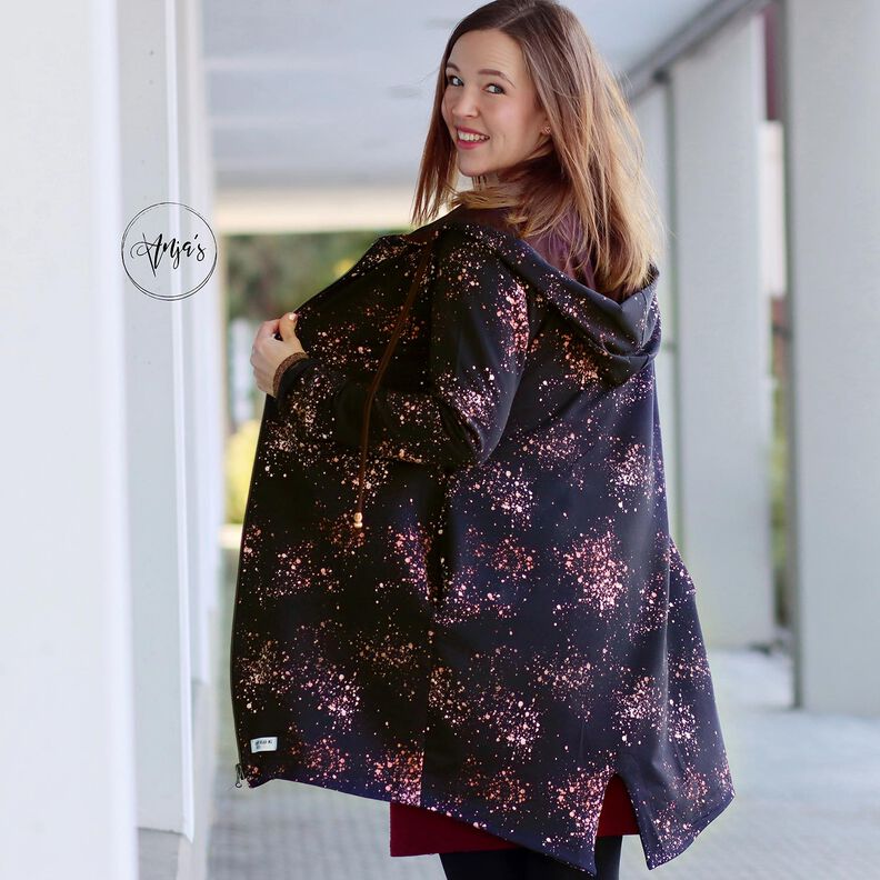 Jersey de algodão Salpicos dourados | Glitzerpüppi – preto azulado/rosa-velho escuro,  image number 5