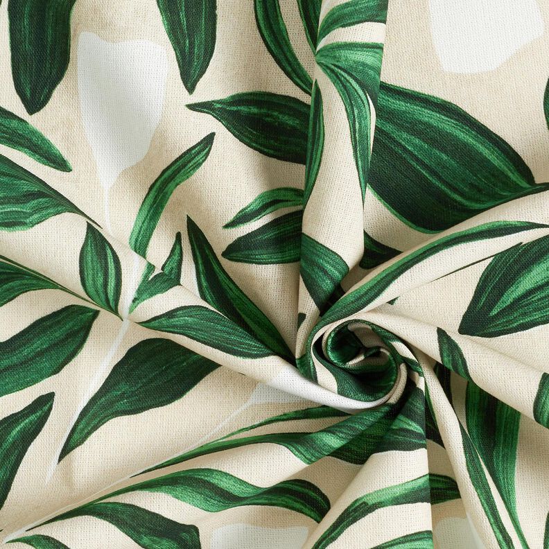 Tecido para decoração Lona plantas sofisticadas – verde escuro/natural,  image number 3