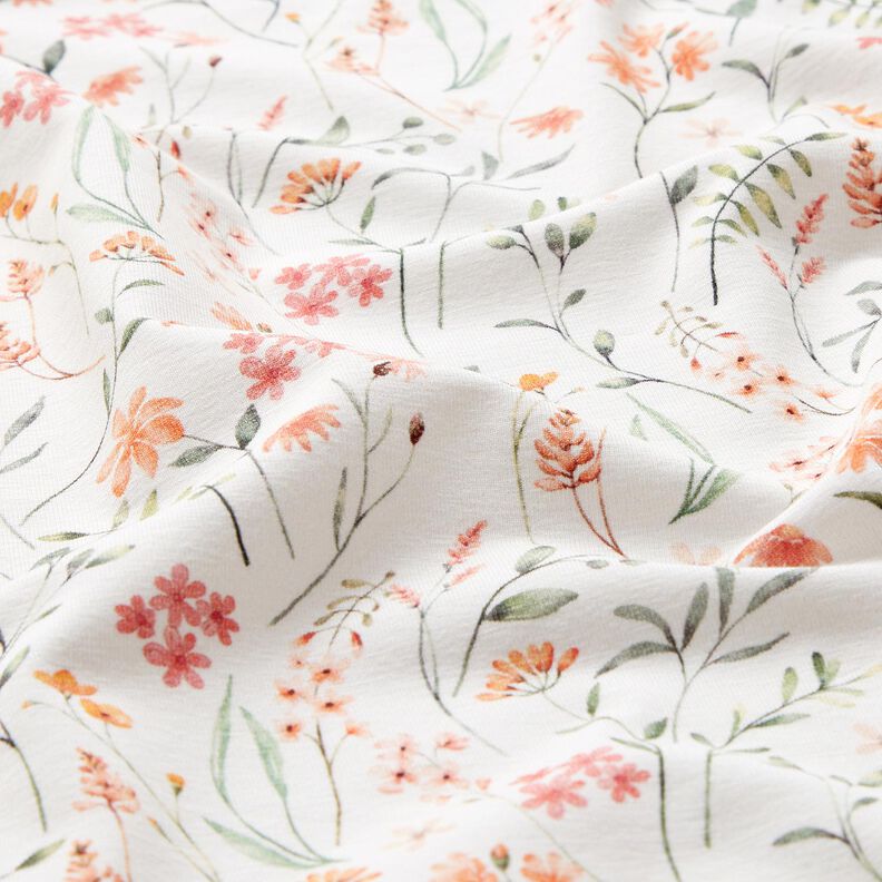 GOTS Jersey de algodão Prado de flores silvestres Impressão Digital – marfim,  image number 2