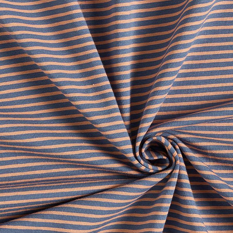 Jersey de algodão Riscas estreitas – cobre/azul ganga,  image number 3