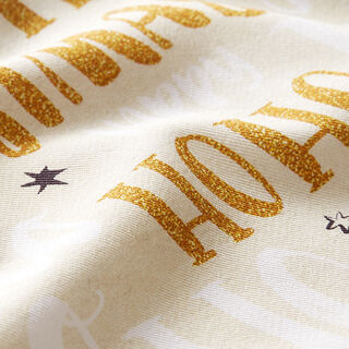 Tecido para decoração Sarja de algodão Desejos de Natal – natural/dourado, 