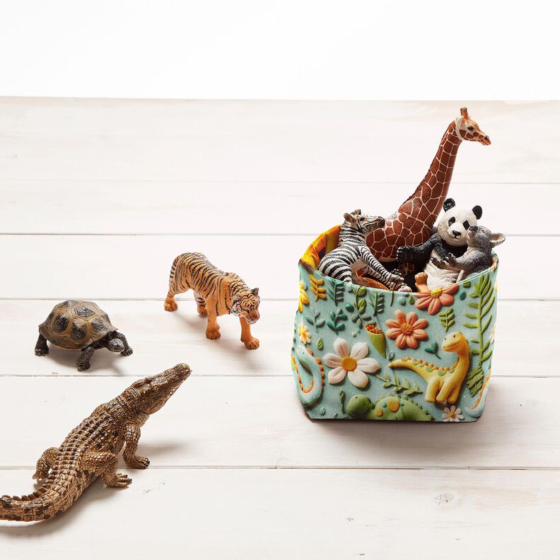 Popelina de algodão Dinossauros de plasticina Impressão Digital – verde amarelado,  image number 6