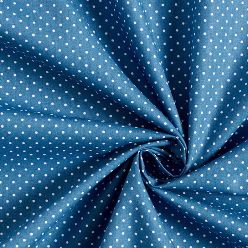 Popelina de algodão pintas pequenas – azul ganga/branco,  image number 5