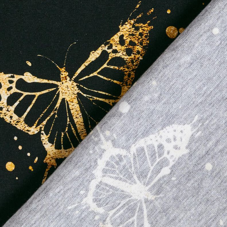 Jersey de algodão Borboletas douradas | Glitzerpüppi – preto,  image number 4