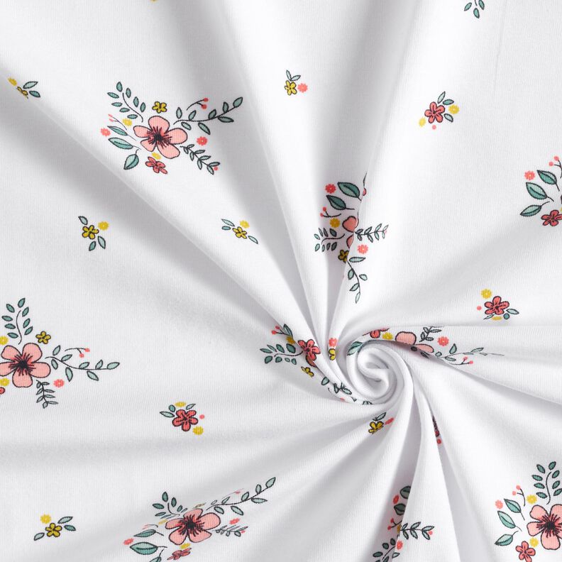 GOTS Jersey de algodão Flores espalhadas | Poppy Fabrics – branco,  image number 3