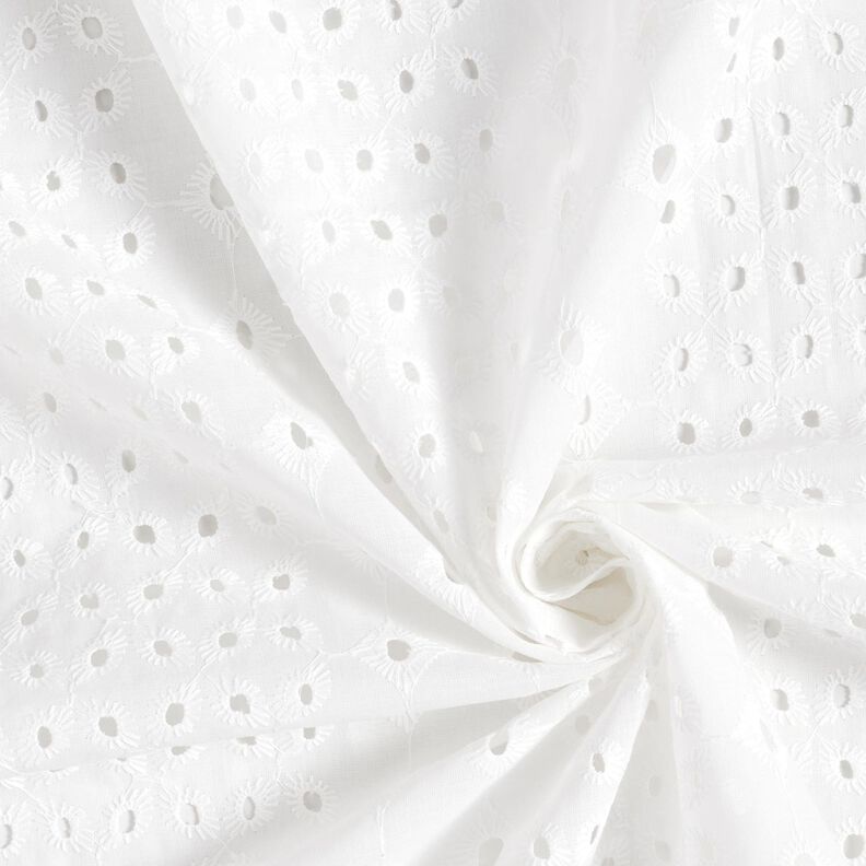 Tecido de algodão Bordado inglês Ornamentos – branco,  image number 3