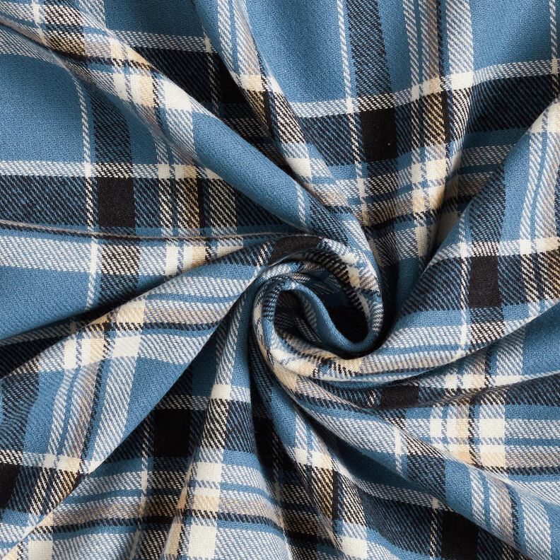Flanela de algodão Xadrez – azul ganga/preto,  image number 3