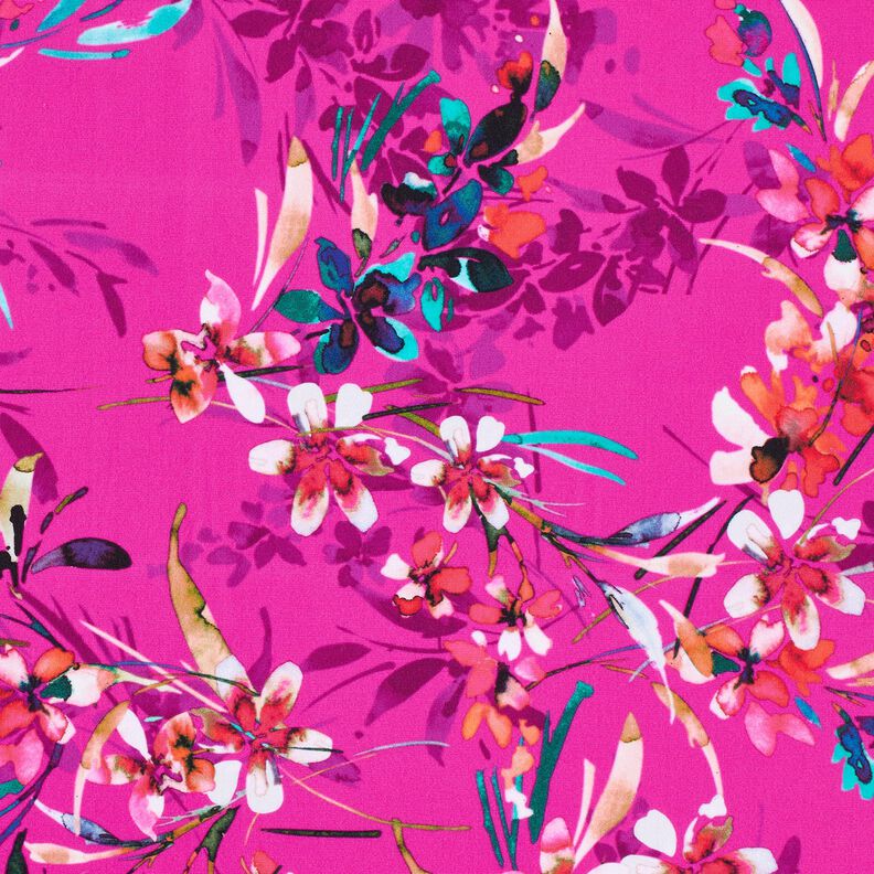 Tecido para fatos de banho Flores em aguarela – púrpura/branco,  image number 6