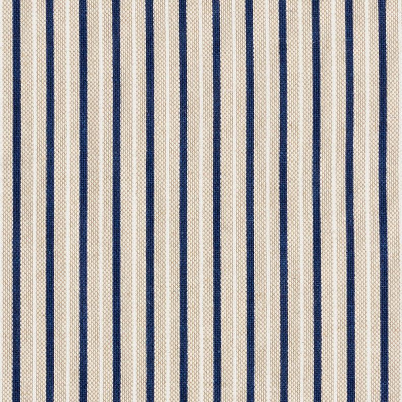 Tecido para decoração Meio linho Panamá Riscas marítimas estreitas – natural/azul-marinho,  image number 1