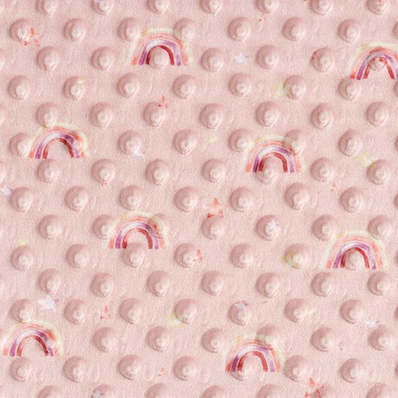 Tecido polar fofinho Pintas gravadas e arco-íris – rosa,  image number 1