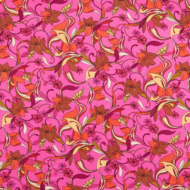 Jersey de viscose Flores delicadas – púrpura/vermelho-fogo,  image number 1