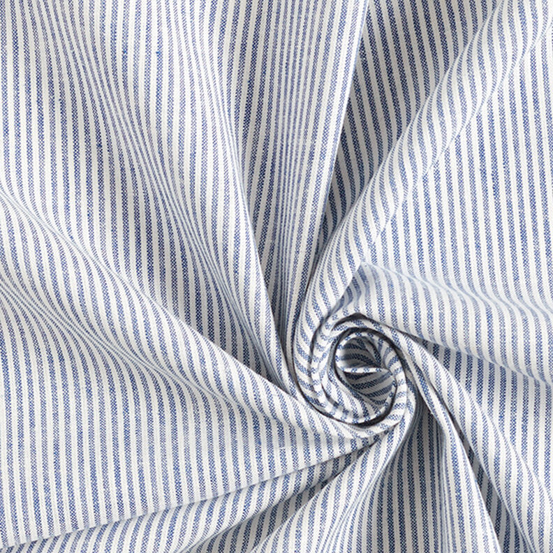 Mistura de linho e algodão Riscas estreitas – azul ganga/branco sujo,  image number 3
