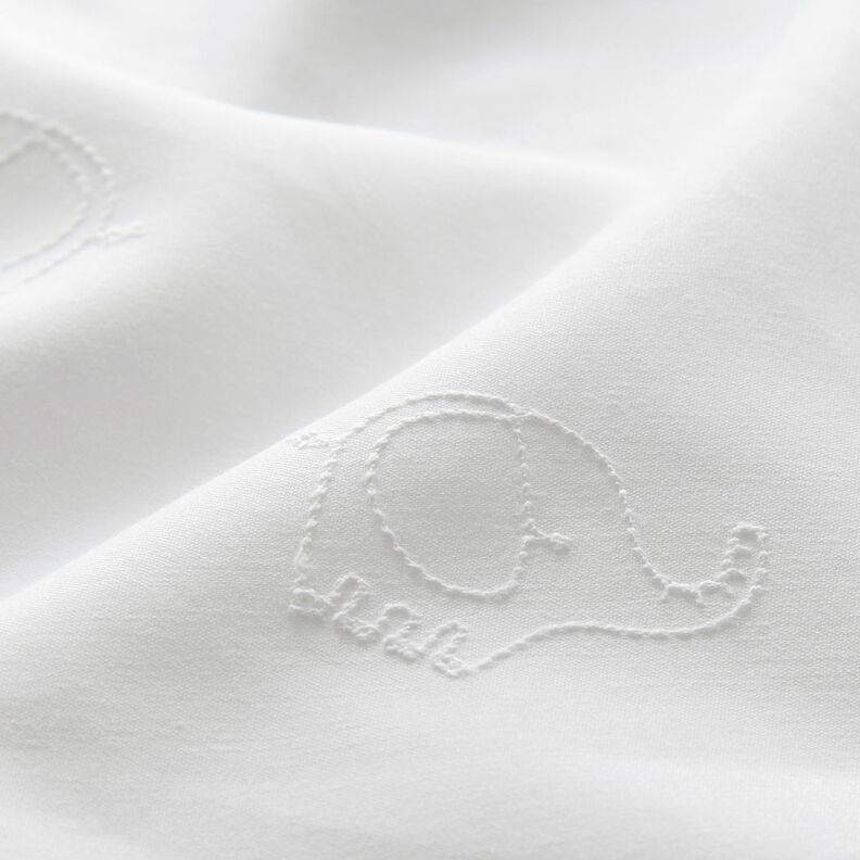 Cetim de algodão Elefantes Bordado – branco,  image number 2