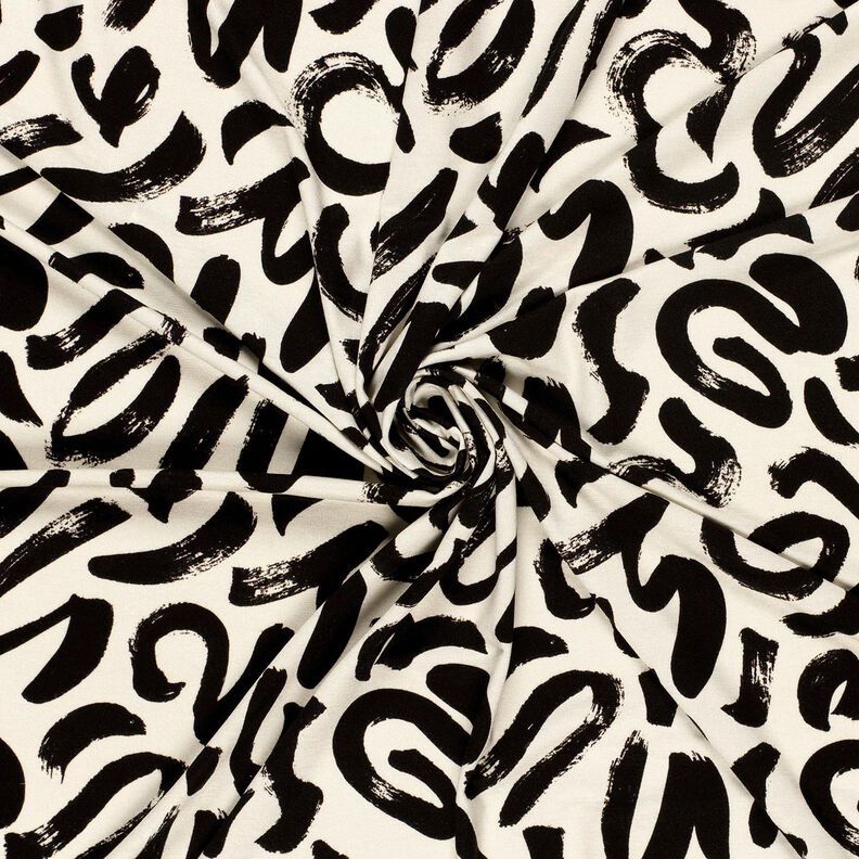 Jersey de viscose Pinceladas abstratas – creme/preto,  image number 3