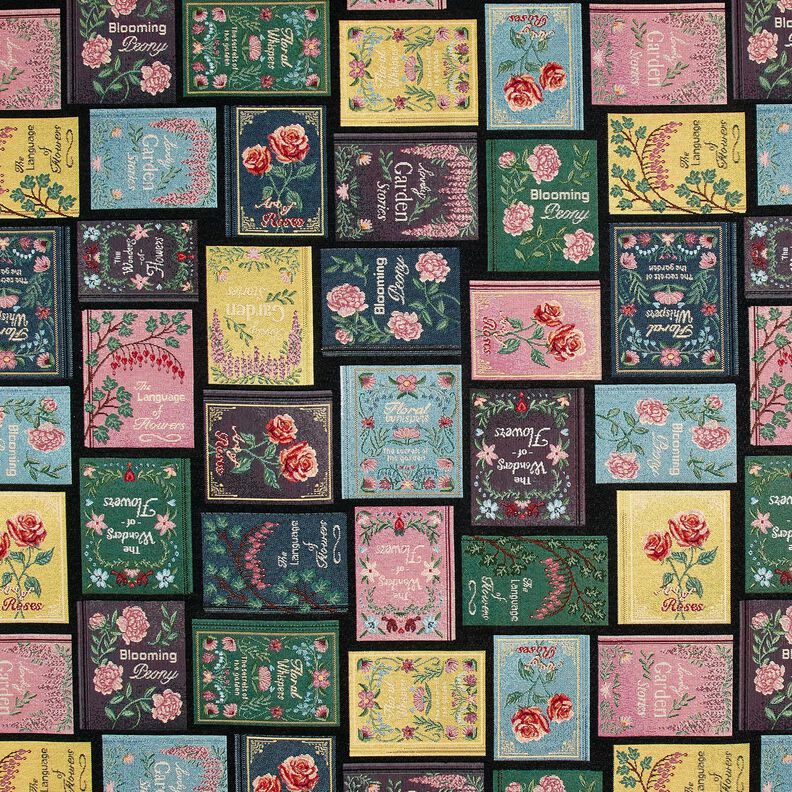 Tecido para decoração Gobelina capa de livro – preto/merlot,  image number 1