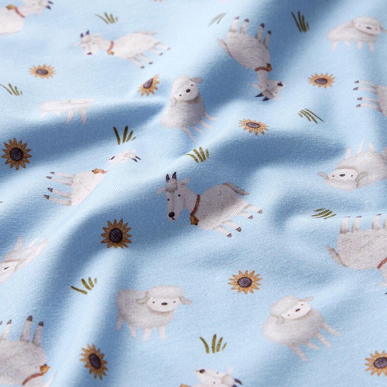 Jersey de algodão Ovelhas e cabras Impressão Digital – azul claro,  image number 2