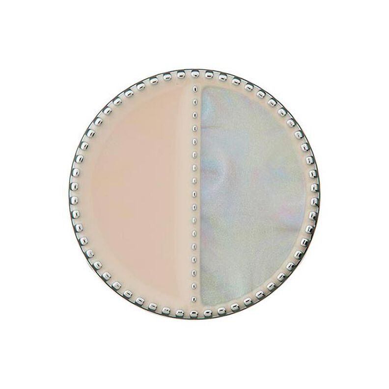 Botão metálico de poliéster Pé [ Ø23 mm ] – cinzento/bege,  image number 1