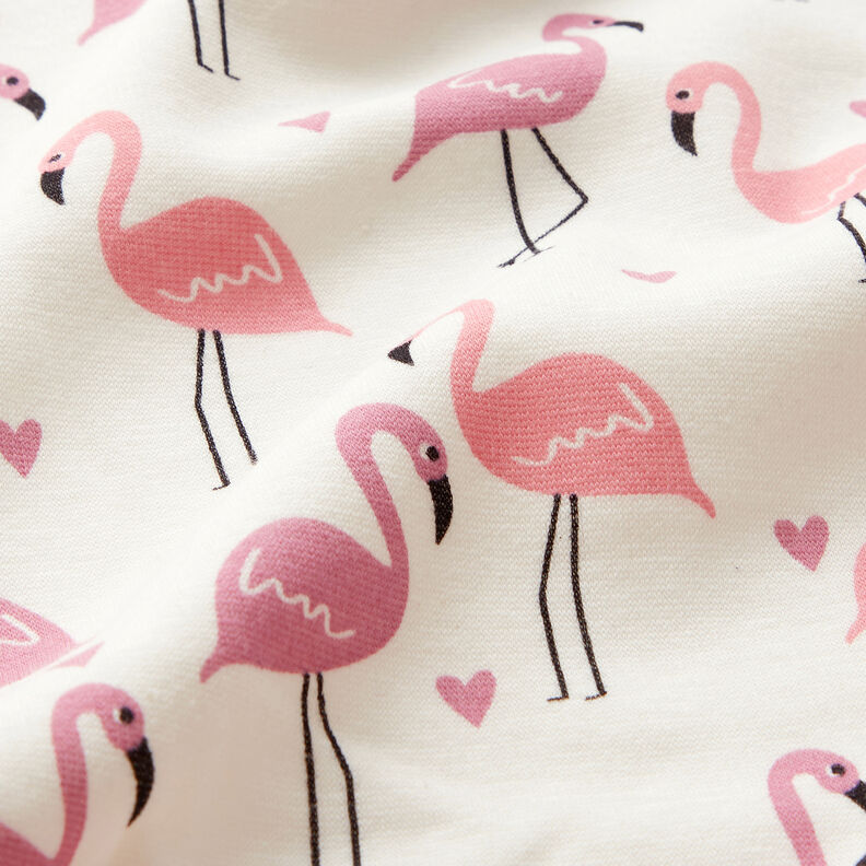 Tecido polar alpino Flamingos apaixonados – branco sujo,  image number 3