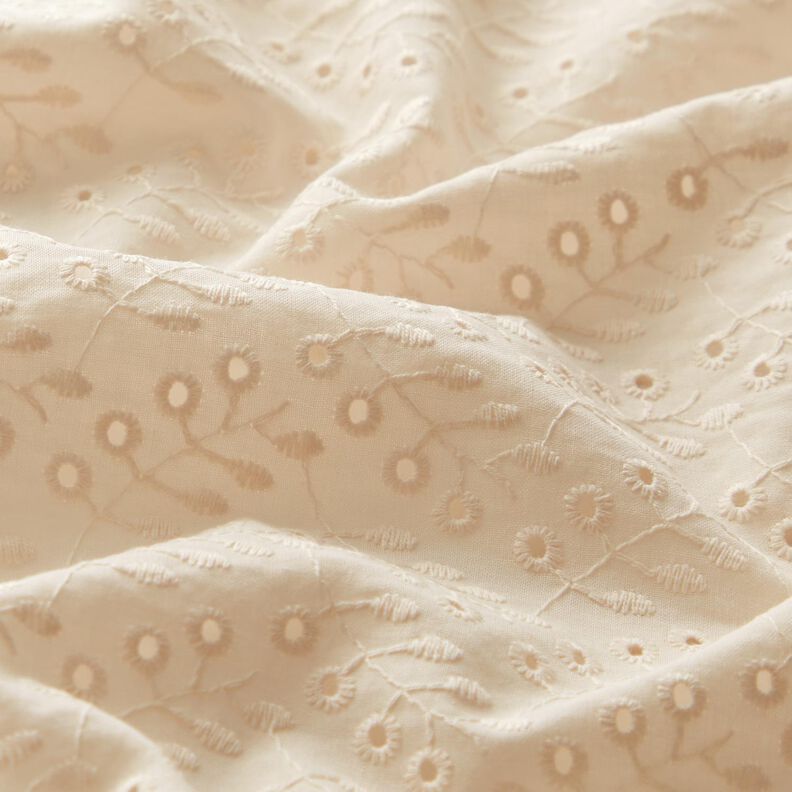 Cambraia Bordado inglês Gavinha folhas – creme,  image number 2