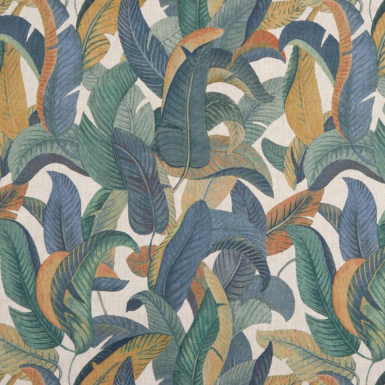 Tecido para decoração Meio linho Panamá Folhas de bananeira – cinza claro/taupe claro,  image number 1