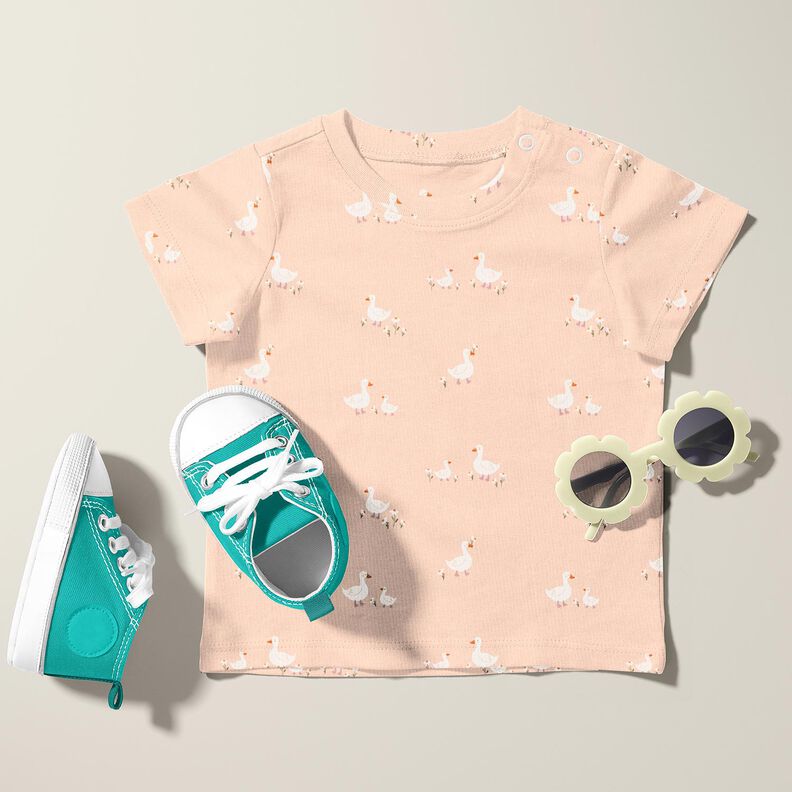 Jersey de algod&atilde;o Gansos e flores &ndash; ros&eacute;,  image number 5