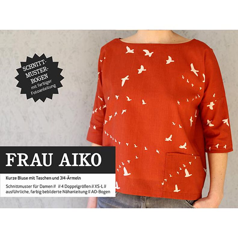 FRAU AIKO - Blusa curta com bolsos, Studio Schnittreif  | XXS -  L,  image number 1