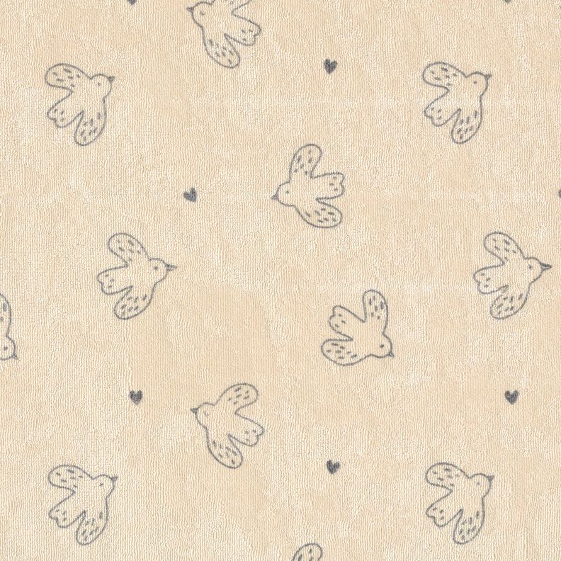 Tecido turco Jersey Passarinhos – amêndoa,  image number 1