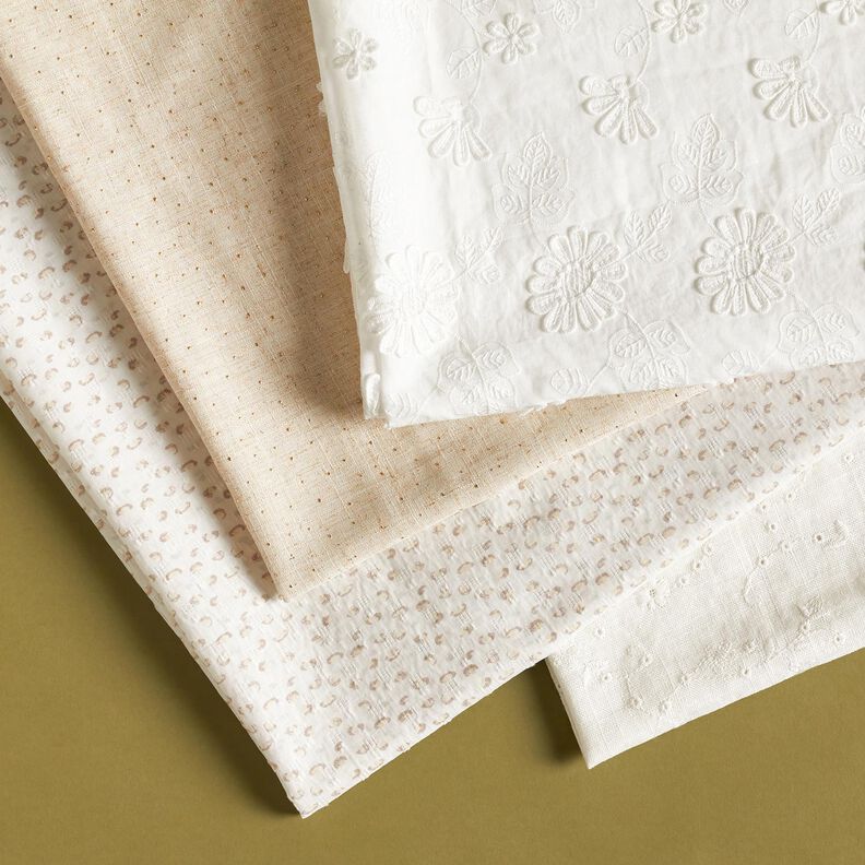 Mix de linho e viscose Pintas brilhantes – amêndoa/ouro metálico,  image number 5