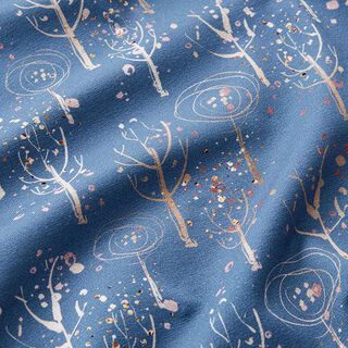 Jersey de algodão Árvores abstratas Impressão Digital – azul ganga, 