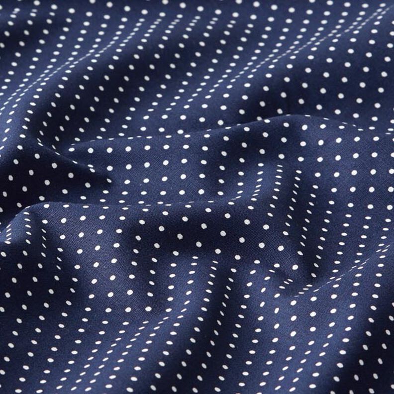 Popelina de algodão pintas pequenas – azul-marinho/branco,  image number 2