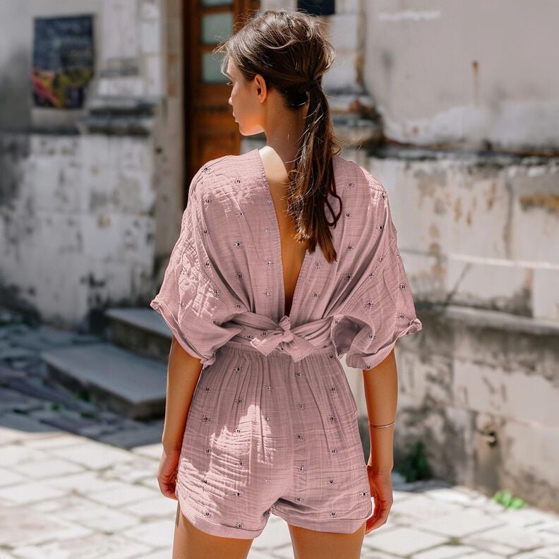 Musselina/ Tecido plissado duplo Sol Estampado prateado | Poppy Fabrics – rosa-velho claro/púrpura,  image number 5