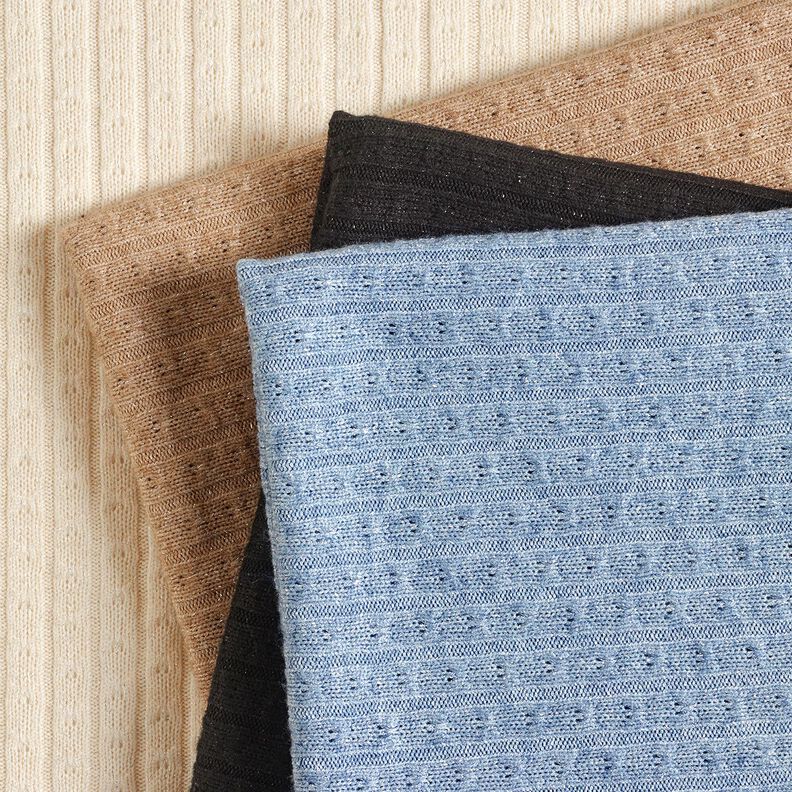 Tecido de malha Ajour Riscas brilhantes requintadas – castanho claro,  image number 5