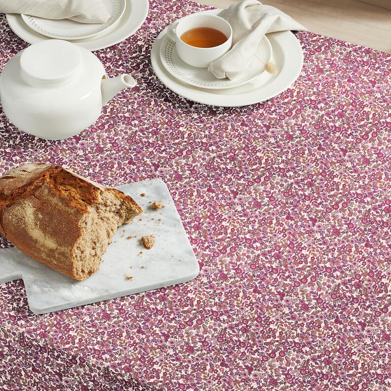 Tecido de algodão Cretone Flores espalhadas – creme/uva,  image number 5