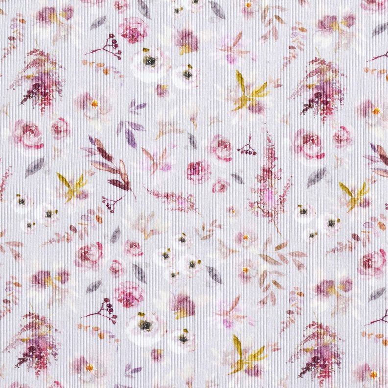 Jersey canelado Flores silvestres delicadas Impress&atilde;o digital &ndash; vermelho violeta p&aacute;lido/vermelho,  image number 1