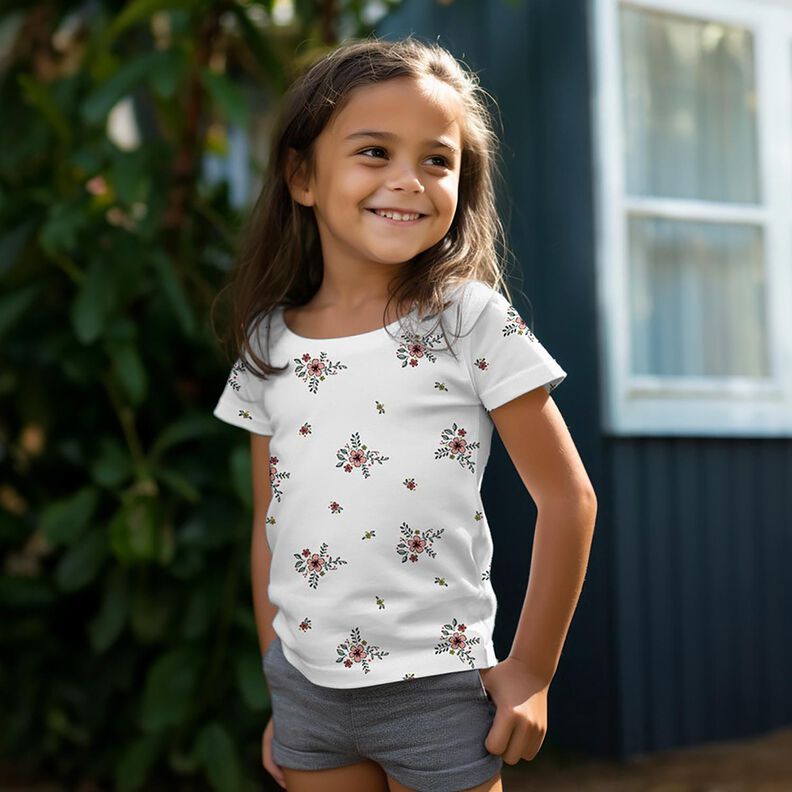 GOTS Jersey de algodão Flores espalhadas | Poppy Fabrics – branco,  image number 6