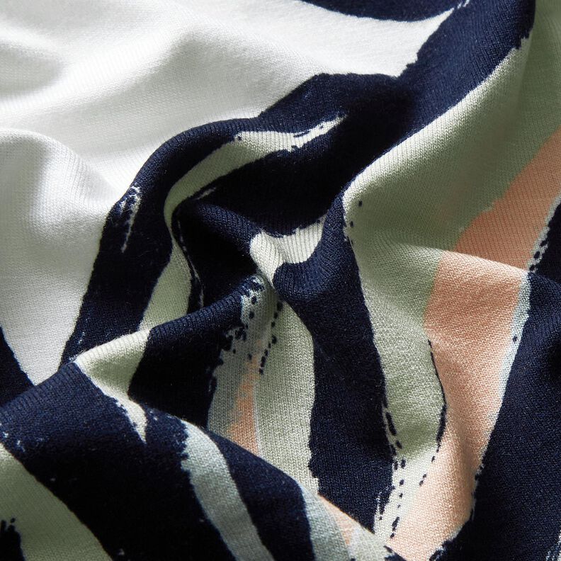 Jersey de viscose Folhas grandes – marfim/azul-noite | Retalho 60cm,  image number 2