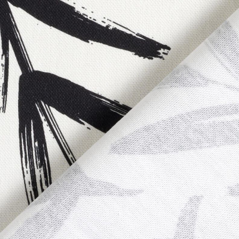 Tecido para decora&ccedil;&atilde;o Meio linho Panam&aacute; Folhas minimalistas &ndash; preto/marfim,  image number 4