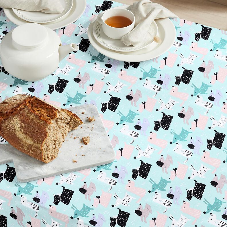 Tecido de algodão Cretone Cães abstratos – azul-celeste/rosé,  image number 6