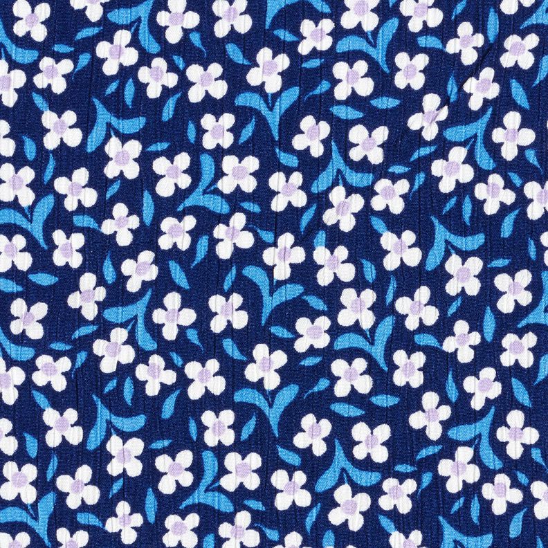 Crepe viscose Florzinhas – azul-marinho/branco,  image number 1