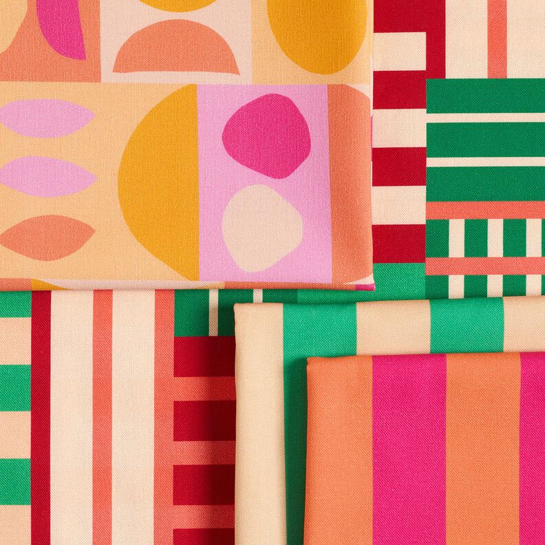 Tecido para decoração Meio linho Panamá Formas modernas – verde zimbro/vermelho escuro,  image number 5