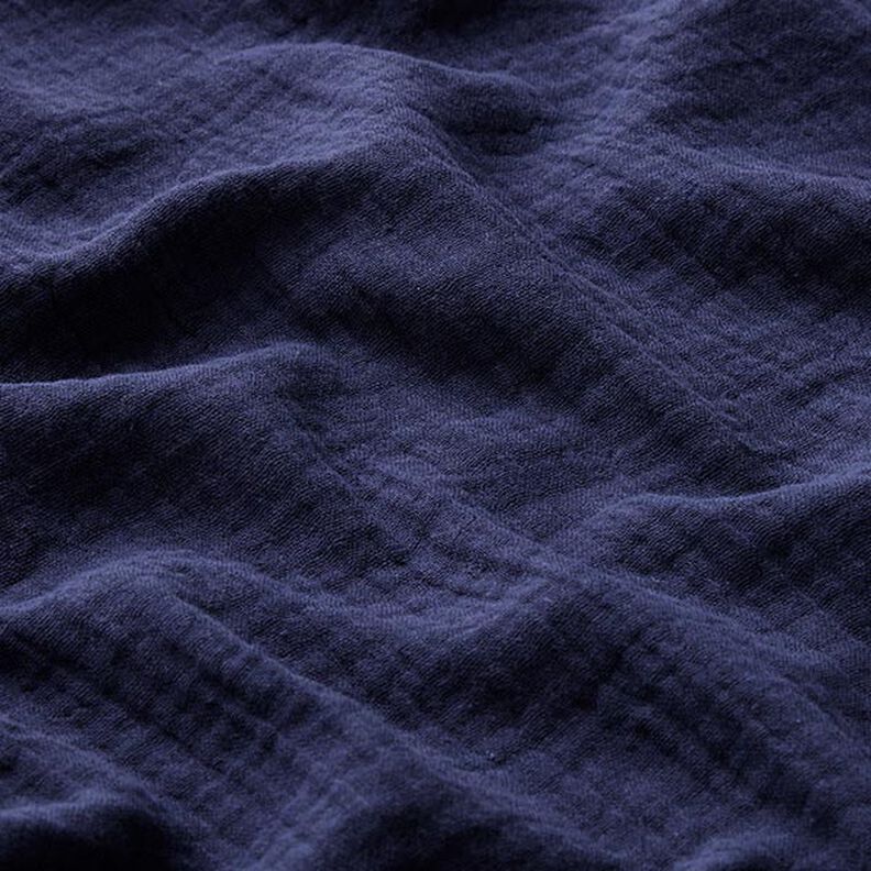 GOTS Musselina/ Tecido plissado duplo | Tula – azul-marinho,  image number 3