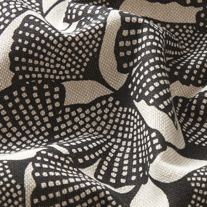 Tecido para decoração Meio linho Panamá Ginkgo manchado – preto/natural,  image number 2