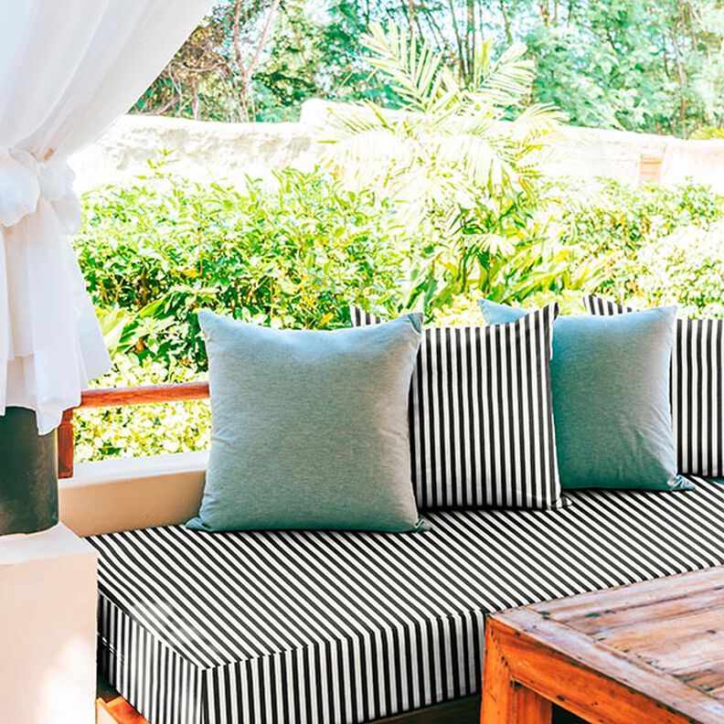 Tecido para exteriores Acrisol Egeo – branco/preto,  image number 4